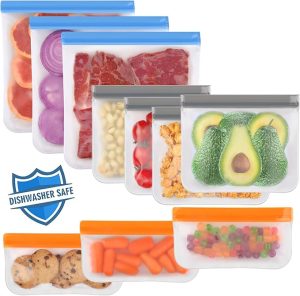 Reusable Plastic Bags 8 Lerine 10 Pack Dishwasher Safe Reusable Bags